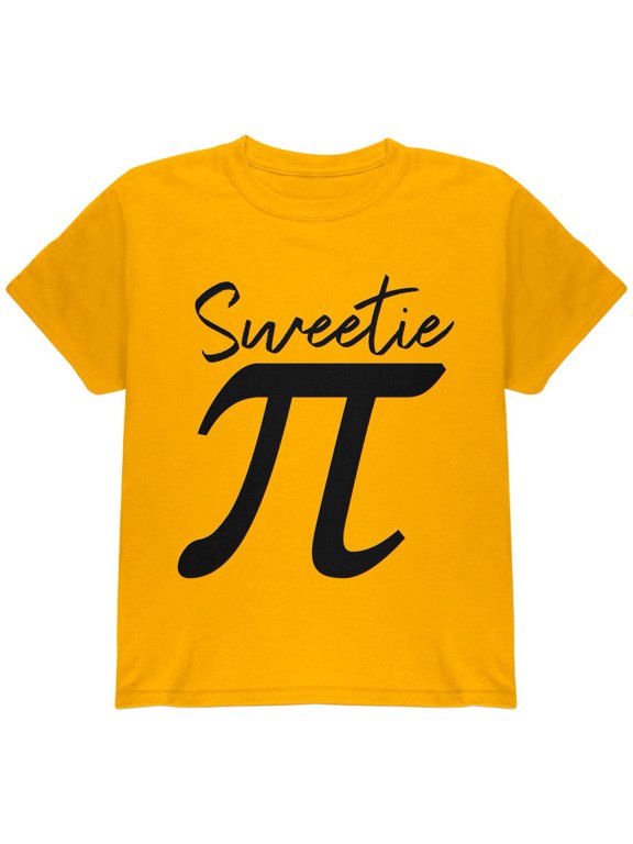 Pi Day Sweetie Math Pun Youth T Shirt Gold YXL