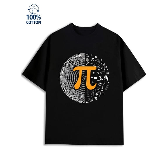 Pi Day Tee for men 180G 100% Cotton black Fashion Unisex Shirt Cotton tshirts Unique Design Unisex Shirt Graphic Tee tshirts Unique Design Unisex Shirt Cotton tshirts