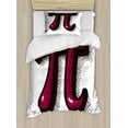 thumbnail image 1 of Pi Duvet Cover Set Twin Size, Simplistic Mathematics Themed Cartoon Design Image of Number Symbol, 2 Piece Bedding Set with 1 Pillow Sham, Raspberry Charcoal Grey White, by Ambesonne, 1 of 3