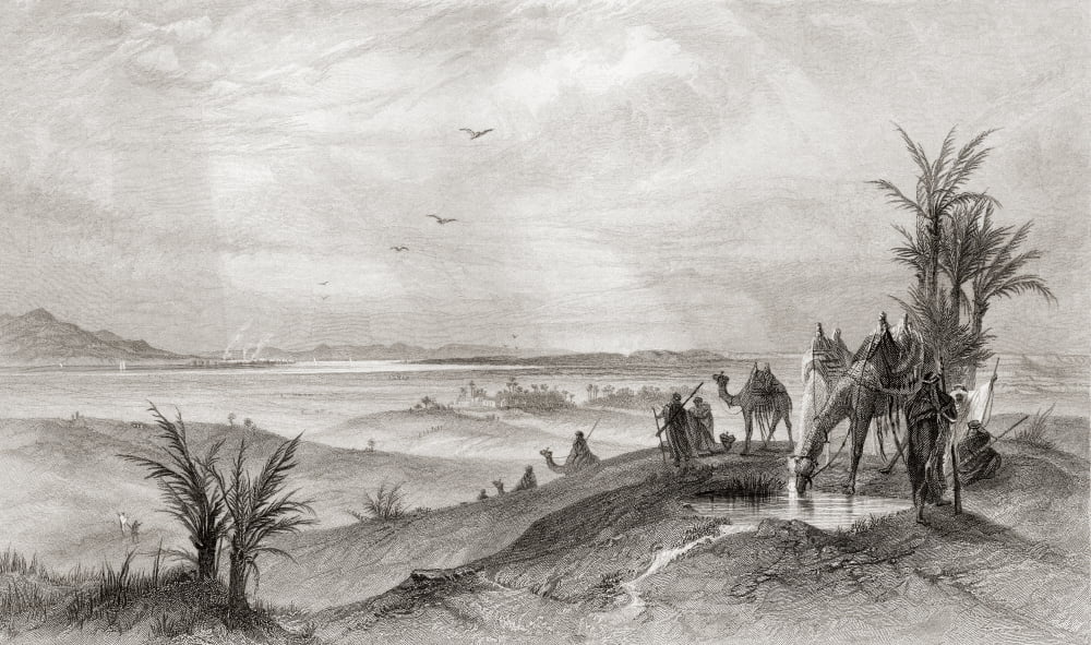 Pi Hahiroth and the Red Sea where the Israelites camped during their exodus from Egypt Pi Hahiroth is known as the fourth station of the Exodus From The Imperial Bible Dictionary published 1889 Canvas