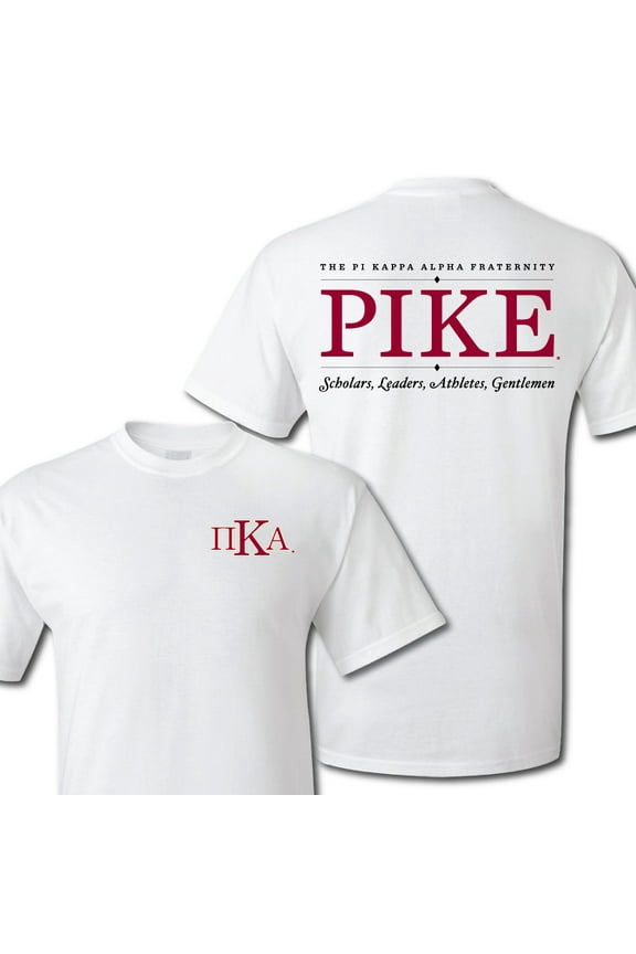 Pi Kappa Alpha Greek Letter Front and Pike Back Standard T-Shirt - White & Sport Gray