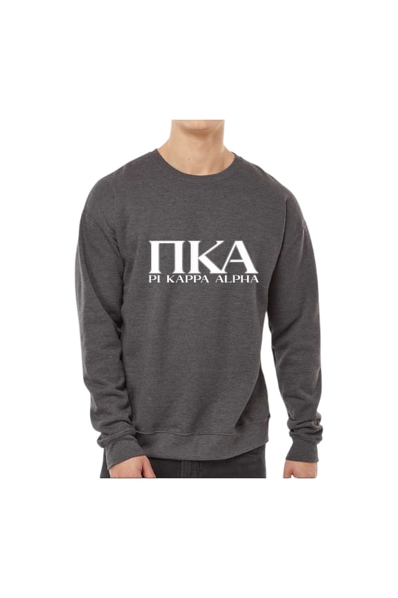 Pi Kappa Alpha Sweatshirt, Crewneck Sweatshirt with Varsity Greek Letters Design - Size Large