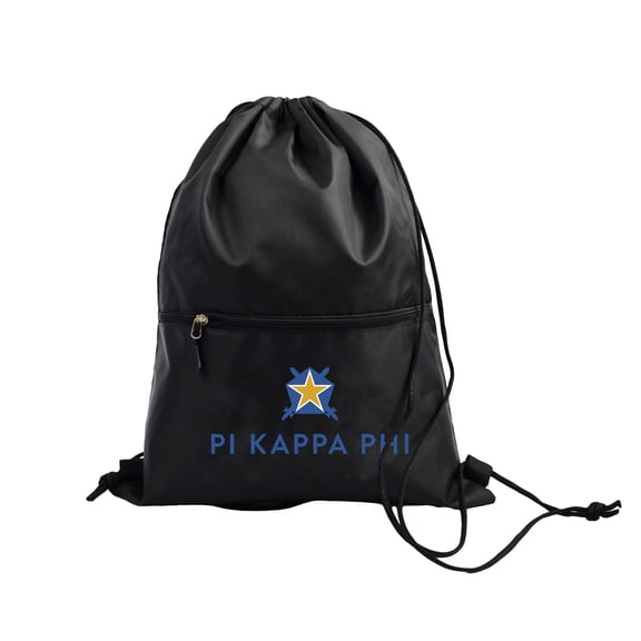 Pi Kappa Phi Fraternity Black Drawstring Backpack, Sports Bag, Travel Carryall
