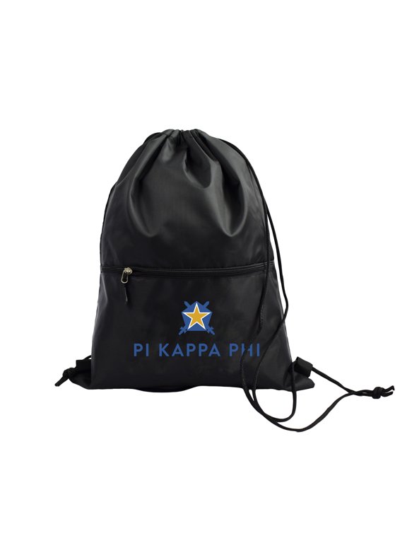 Pi Kappa Phi Fraternity Black Drawstring Backpack, Sports Bag, Travel Carryall