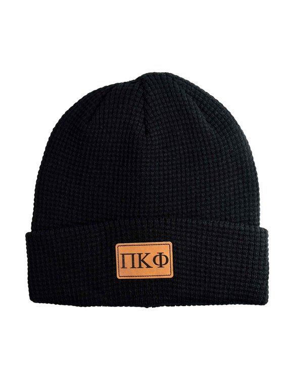 Pi Kappa Phi Fraternity Hat, Black Winter Beanie Hat with Greek Letters Patch