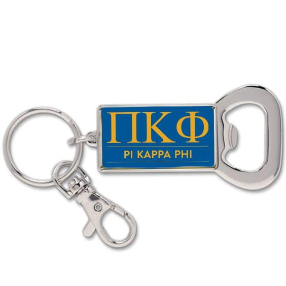 Pi Kappa Phi Fraternity Keychain - Flat Bottle Opener with Greek Letters and Fraternity Name in Official Colors, Pi Kappa Phi Keyring