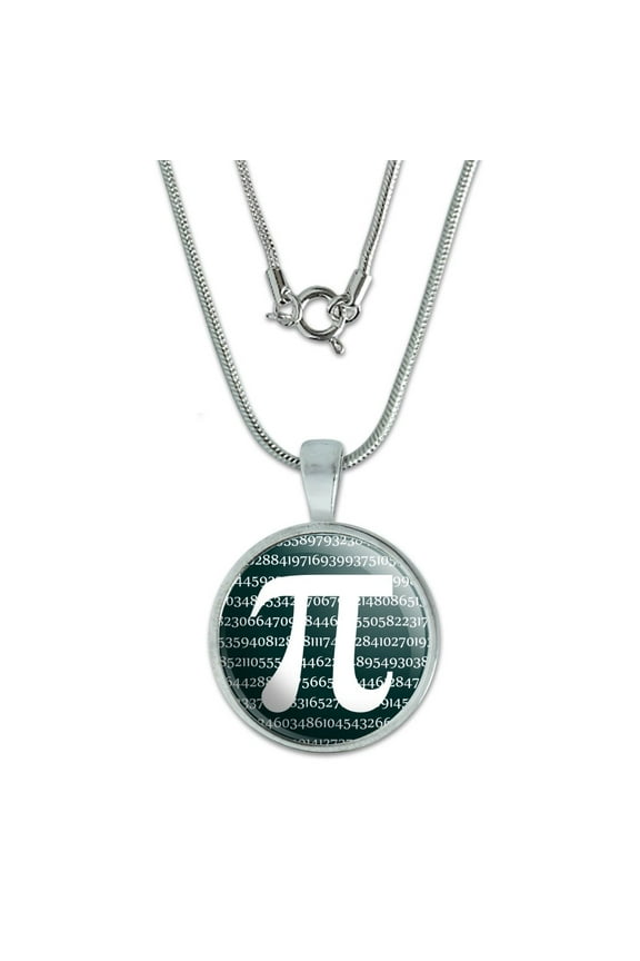 Pi Math Geek Nerd 3.14 0.75" Pendant with Sterling Silver Plated Chain