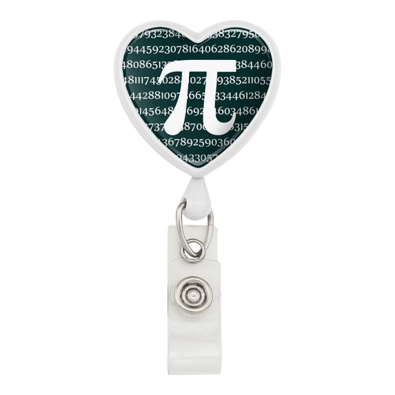 Pi Math Geek Nerd 3.14 Heart Lanyard Retractable Reel Badge ID Card Holder - White