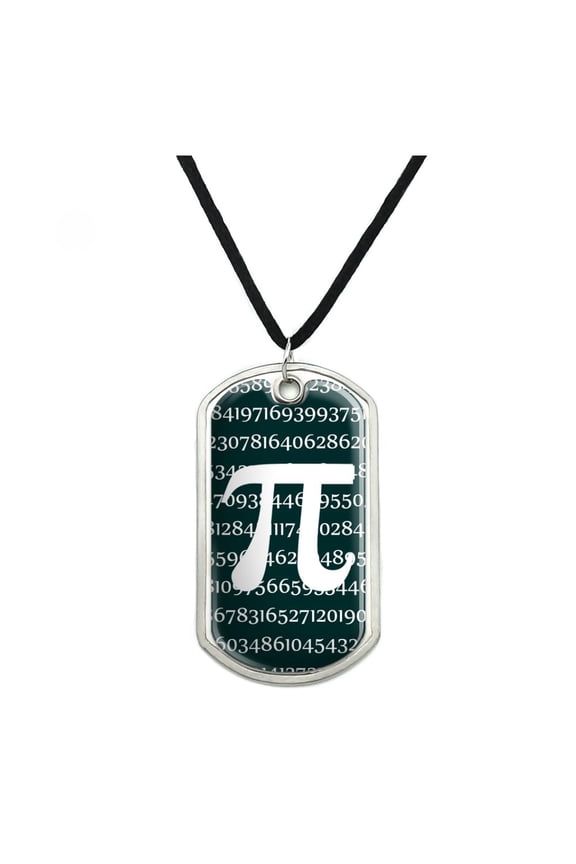 Pi Math Geek Nerd 3.14 Military Dog Tag Pendant Necklace with Cord