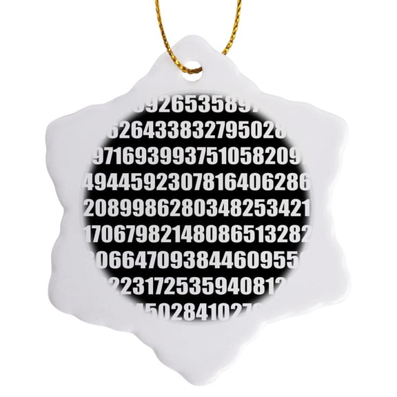 Pi Math Number Mathematical Modern Abstract Mathematic Numeric Figures, 3 inch Snowflake Porcelain Ornament