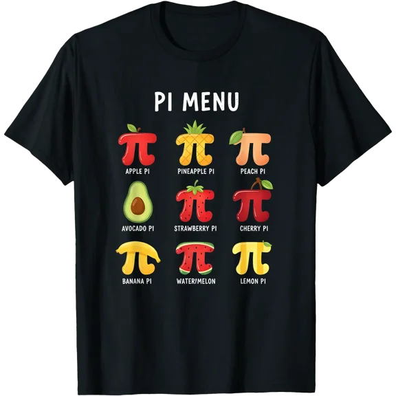 Pi Menu 3,14 Pi Number Symbol Math Teacher Funny Fruit Pie T-Shirt