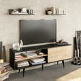 thumbnail image 1 of Pi Modern Wood TV Stand for 72” TVs, Black, 1 of 5