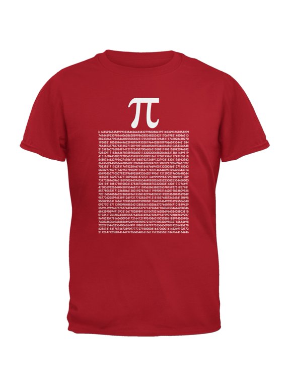 Pi Numbers Red Adult T-Shirt - Large