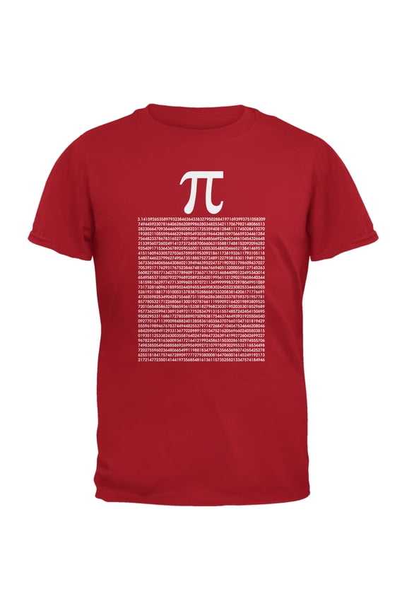 Pi Numbers Red Adult T-Shirt - X-Large
