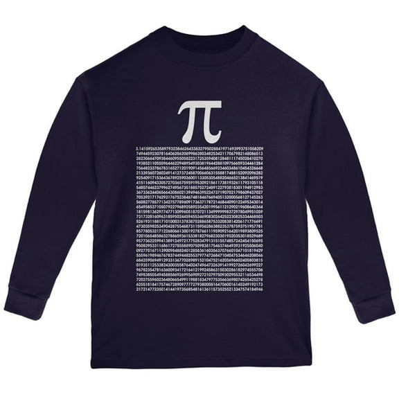 Pi Numbers Youth Long Sleeve T Shirt Navy YMD