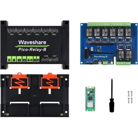 Pi Pico W Microcontroller Board, Built-in WiFi, Based On Official RP2040 Dual-Core Processor Includes ABS Protective Case and Pico-Relay-B (5 Items
