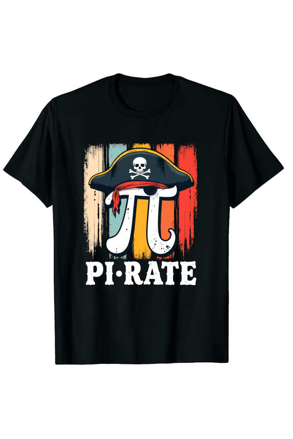 Pi Rate Happy Day Math Geek Pirate Funny Men Women Short Sleeve Graphic T-Shirt
