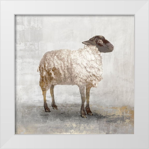 Pi Studio 12x12 White Modern Wood Framed Museum Art Print Titled - Rustic White Sheep