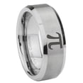 thumbnail image 1 of Pi Symbol 8MM Beveled Edge Gray Tungsten Men Ring, 1 of 2