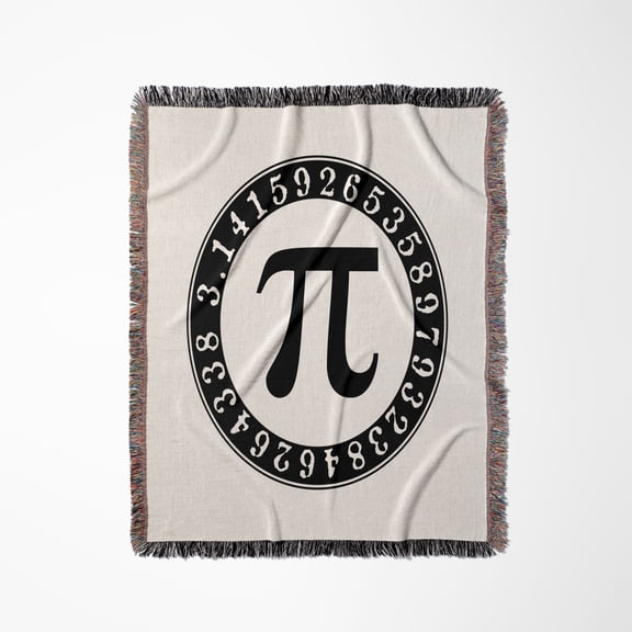 Pi Symbol Circle With Number To 26 Decimal Places - Black And White, Woven Blanket