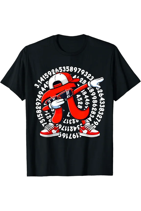 Pi Symbol Dabbing Pi Day Pi Math Teacher Boys T-Shirt Size S-5XL