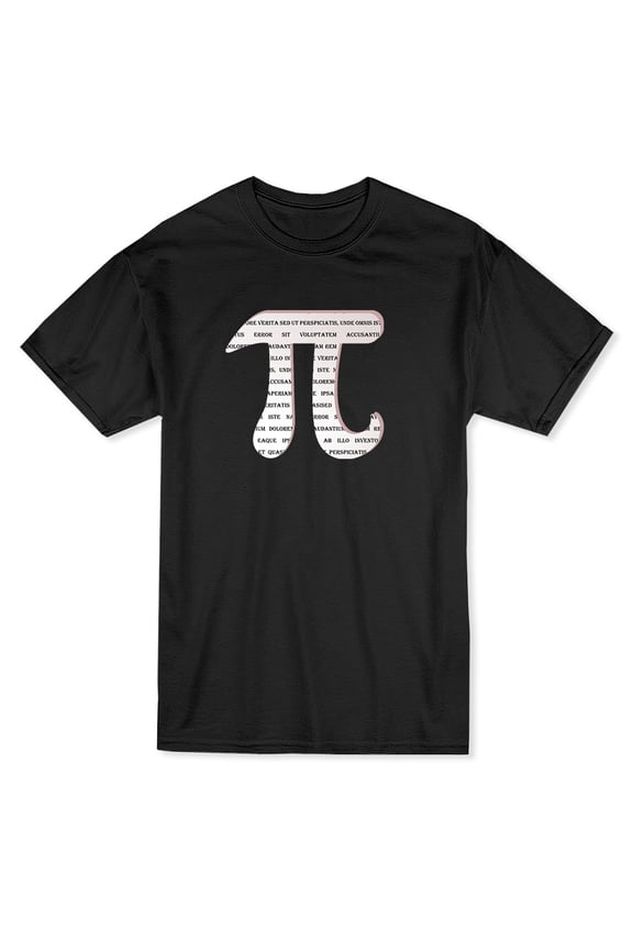 Pi Symbol Graphic Men Black T-Shirt, Male Large