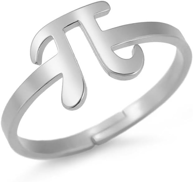 Math Finger Ring Pi Symbol Open Ring for Women Men Unique Stainless Steel π 3.14 ...