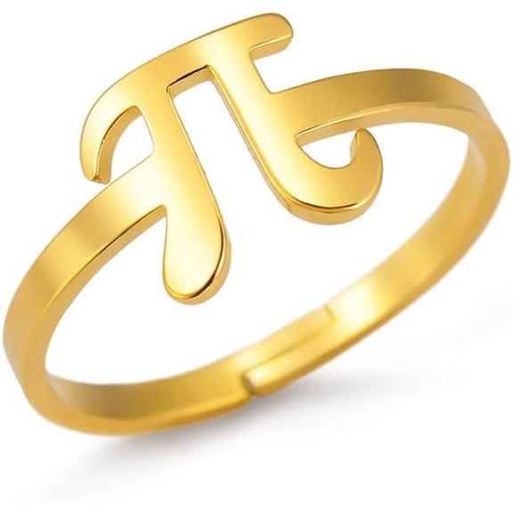 Pi Symbol Open Ring for Women Men Unique Stainless Steel π 3.14 Statement Adjustable Band Mathematical Sign Irrational Number Middle Finger Rings Fashion Jewelry for Math Lovers Teacher Gifts
