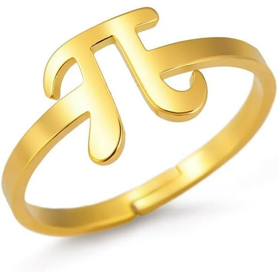 Pi Symbol Open Ring for Women Men Unique Stainless Steel π 3.14 Statement Adjustable Band Mathematical Sign Irrational Number Middle Finger Rings Fashion Jewelry for Math Lovers Teacher Gifts