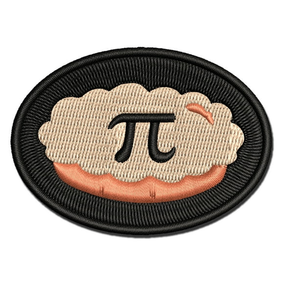 Pi Symbol on Pie Applique Multi-Color Embroidered Hook & Loop Patch - 3.5 Inch Large