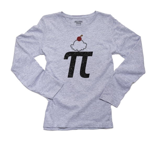 Pi With Whip Cream Cherry On Top - Math Humor Women's Long Sleeve Grey T-Shirt