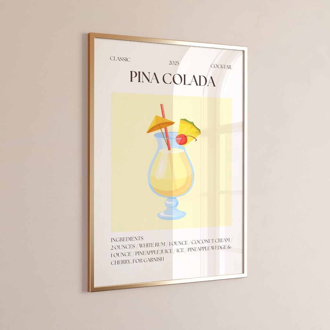 Piña Colada Print – Cute Bar Cart Wall Art For College Dorm Or ...