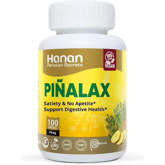 Pialax 100 Capsules of Pineapple, Green Tea, Artichoke, Stevia, Yacon Leaves, Senna, Horsetail and Fennel from Peru Herbal Supplement - for Natural Cleanse & Detox