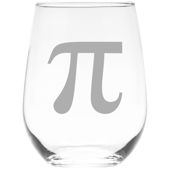 C&M Personal Gifts 17 oz Pi Symbol Stemless Wine Glass, 17 oz.  - Math Themed Gift (Style P1)