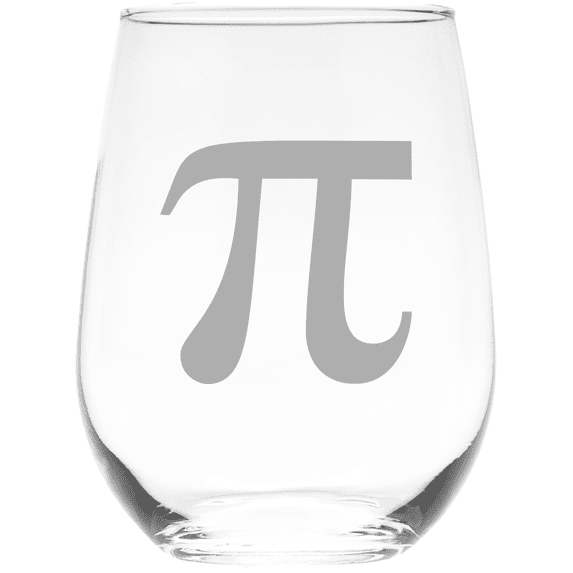 C&M Personal Gifts 17 oz Pi Symbol Stemless Wine Glass, 17 oz. - Math Themed Gift (Style P1)