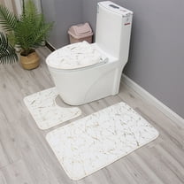 PiGOGI 3 Piece Bathroom Mat Set, Small Rabbit Hair Design Non-Slip Foot Rugs, Absorbent Toilet Cover Mat, Brown/White/Wine