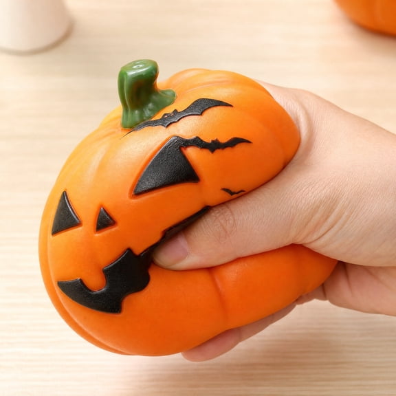 PiGOGI Adult Halloween Pumpkin Stress Relief Ball, Slow Rising Dumpling Shaped Squeeze with Ghost Decoration, Purple theme