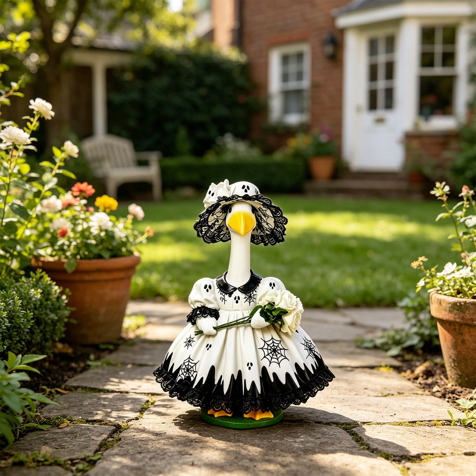 PiGOGI Big White Goose Festival Decoration Set Outdoor Yard Holiday ...