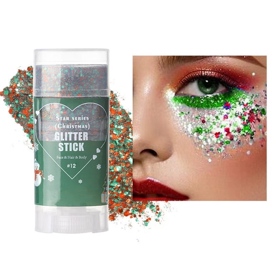 PiGOGI Body Glitter Stick, Halloween Face Glitter Makeup,Holographic Hair Glitters Mermaid Makeup Rave Outfits for Women, Shimmer Face Paint Stick for Christmas