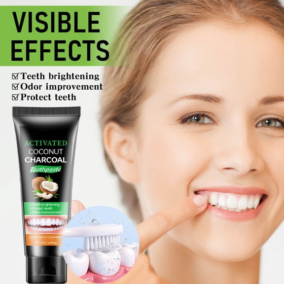 PiGOGI Coconuts Activated Charcoal toothpaste Brightens Teeth Improves Breath and Cleans 80g