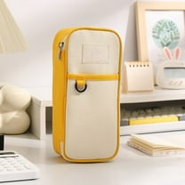 PiGOGI College Dorm Essentials Compact Canvas Pencil Pouch for Middle S-chool Accessories, Slim Stationery Storage Bag for S-chool Backpacks