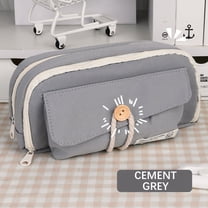 PiGOGI College Dorm Setup Large Capacity Canvas Pencil Case for Middle S-chool Button Closure Stationery Bag Durable S-chool Supplies Organizer