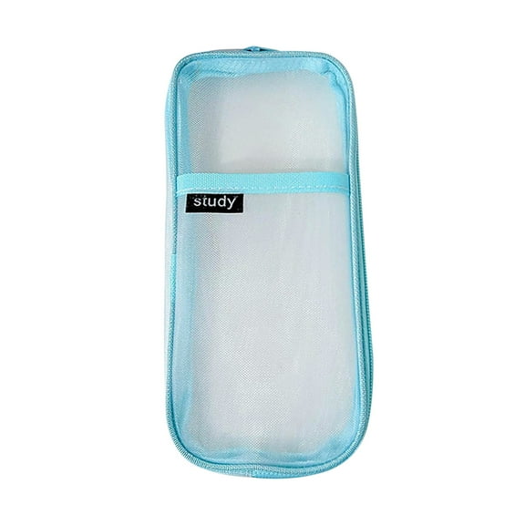 PiGOGI College Dorm Setup Zippered Mesh Pencil Case for Middle S-chool Clear Transparent Makeup Stationery Organizer for Travel