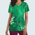 thumbnail image 1 of PiGOGI Comfortable Women's Nursing Uniforms Short Sleeve V-Neck Printed Pocket Healthcare Workwear Top Green 2XL, 1 of 5