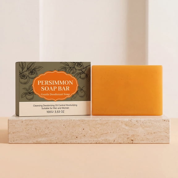 PiGOGI Deodorizing Persimmon Soap All Day Freshness Natural Extract Gentle Cleansing Bar for Men Women 100g