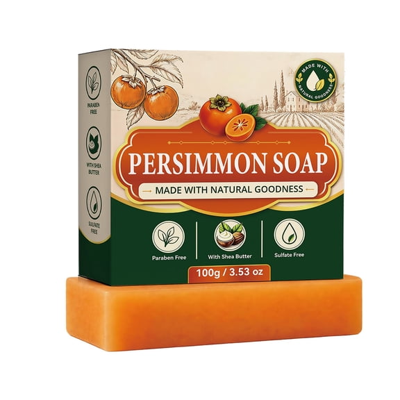 PiGOGI Deodorizing Persimmon Soap All Day Freshness Natural Extract Gentle Cleansing Bar for Men Women 100g