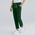 thumbnail image 1 of PiGOGI Fashion Women's Bandage Casual Pockets Elastic Waist Comfortable Long Pant Winter Wide Leg Green 4XL, 1 of 6
