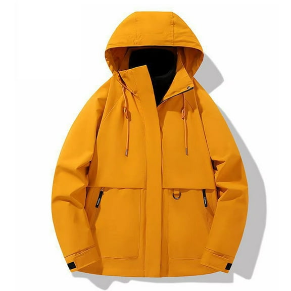 PiGOGI Fashion Women's Casual Hooded Jacket Long Sleeve Pullover Top Loose Fit Streetwear for All Seasons Yellow XXXL