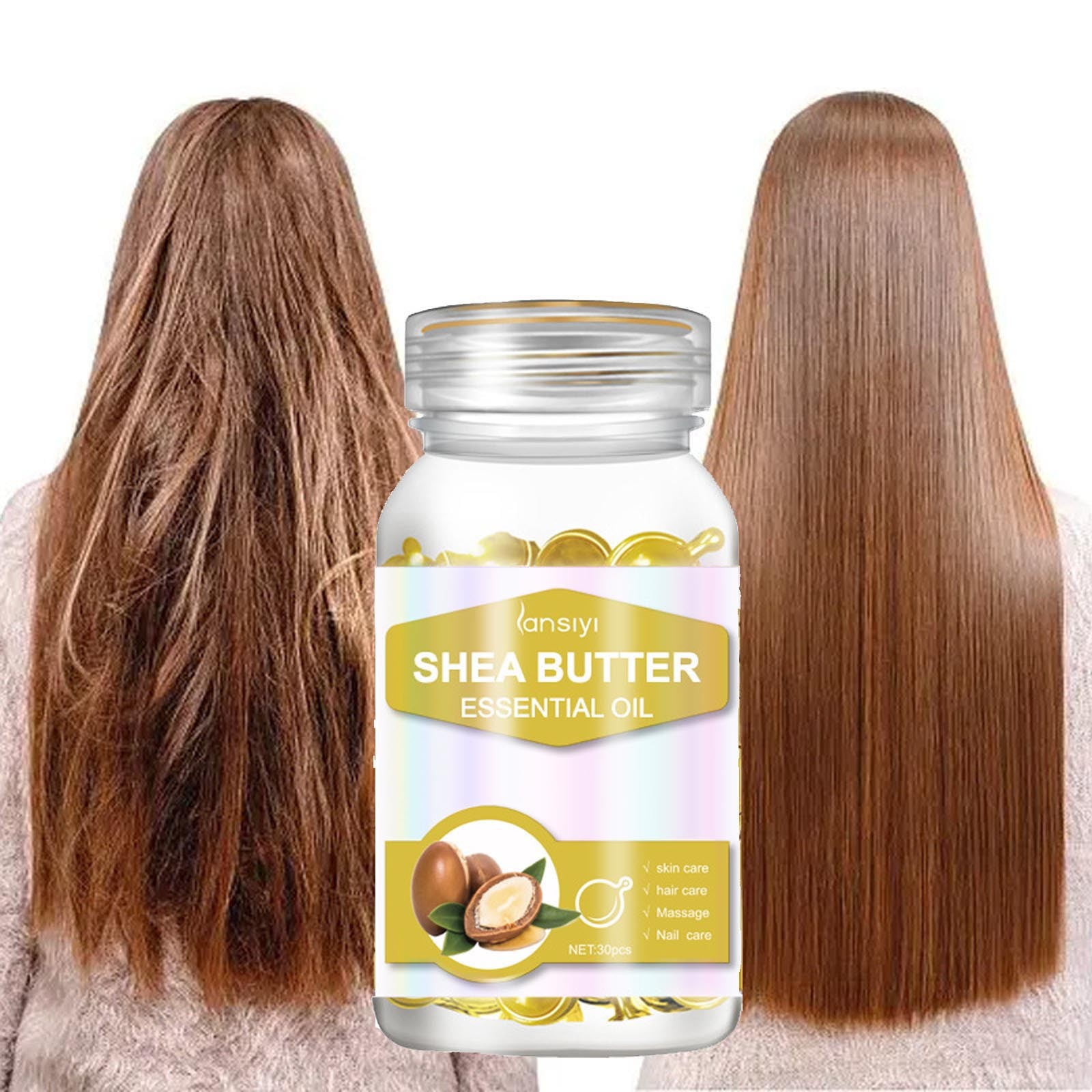 PiGOGI Hair Oil 30 Capsules Hair Oil with for Split Ends Keratin Hair