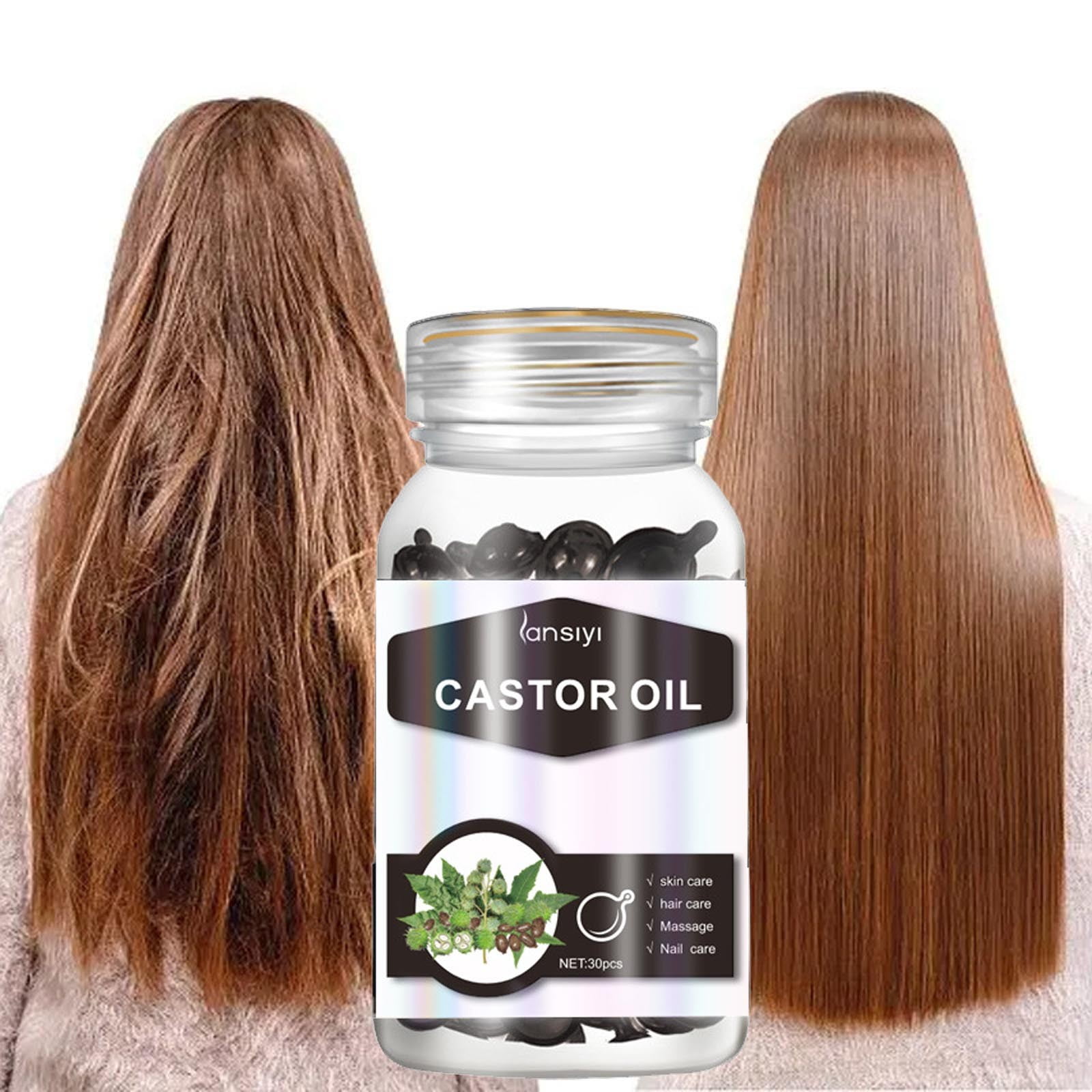 PiGOGI Hair Oil 30 Capsules Hair Oil with for Split Ends Keratin Hair